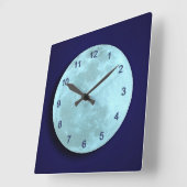 青い満月の柱時計 スクエア壁時計 (傾斜)