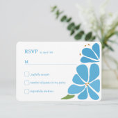 青い溝状の花のパタ結婚ーン 出欠カード (スタンド正面)