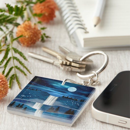 青い滝 キーホルダー (正面右)