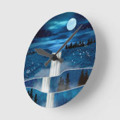 青い滝 ラウンド壁時計 (傾斜)