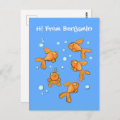 青い漫画のイラストレーション ポストカード (正面/裏面)