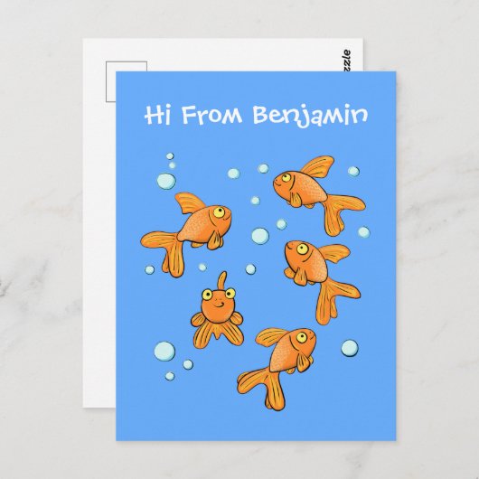 青い漫画のイラストレーション ポストカード (正面/裏面)