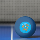 青い漫画の上にかわいいオレンジ色の金魚イラストレーション 卓球ボール (ネット)