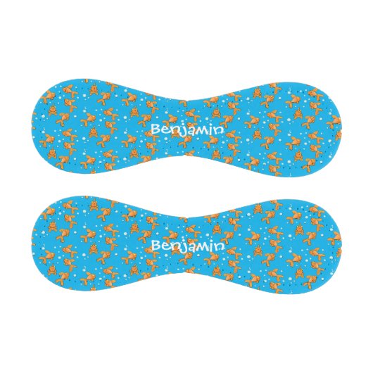 青い漫画の上にかわいいオレンジ色の金魚イラストレーション 野球ボール (パネル)