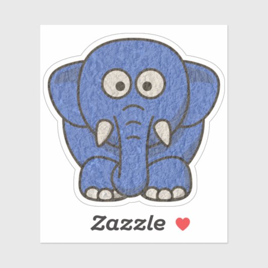 青い漫画の象 シール (シート)