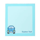 青い漫画の車のメモ帳 ノートパッド (正面)