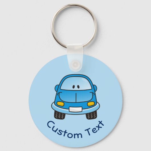 青い漫画の車キーチェーン キーホルダー (正面)