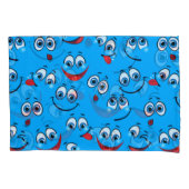 青い漫画の顔パターン 枕カバー (正面左)
