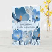 青い漫画フローラサンキューカード カード (黄色い花)