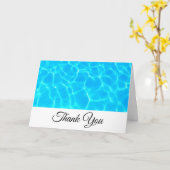 青い澄んプール水写真ありがとう カード (黄色い花)