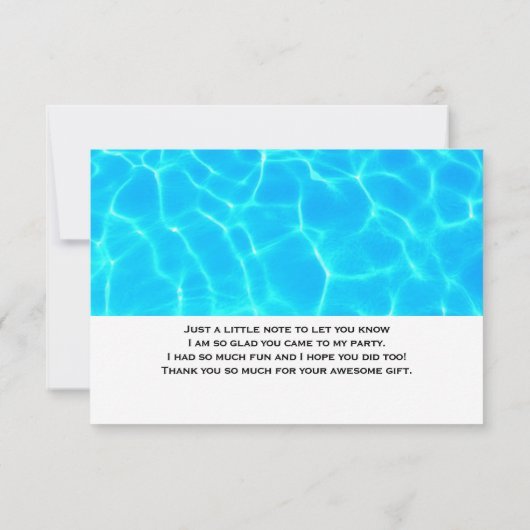 青い澄んプール水写真ありがとう サンキューカード (裏面)
