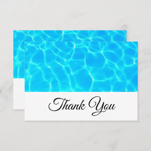 青い澄んプール水写真ありがとう サンキューカード (正面/裏面)