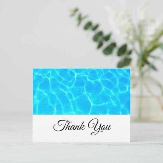 青い澄んプール水写真ありがとう ポストカード (スタンド正面)