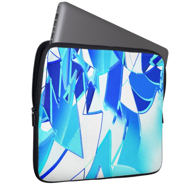 青い澄ん画像の切り抜きは不規則にねじれている ラップトップスリーブ (正面右)