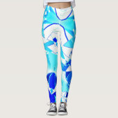 青い澄ん画像の切り抜きは不規則にねじれている レギンス (正面)