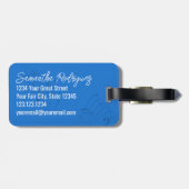 青い澄ん高音クレフ、 音符記号の音楽シンボル ラゲッジタグ (裏面横)