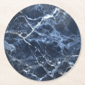 青い濃い大理石のパターン ラウンドペーパーコースター (正面)