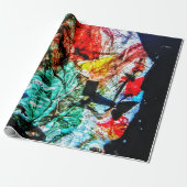 青い濃い抽象芸術のラッピング紙、抽象芸術パーティー ラッピングペーパー (アンロールド)