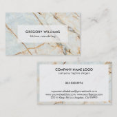 青い濃淡と金ゴールドの大理石のテクスチャ 名刺 (正面/裏面)