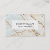 青い濃淡と金ゴールドの大理石のテクスチャ 名刺 (正面)
