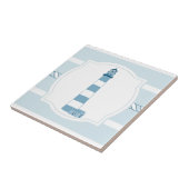 青い灯台航海のなストライブ柄のセラミックタイル タイル (側面)