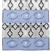 青い灰色がかった模様のシャワーカーテン シャワーカーテン (正面)