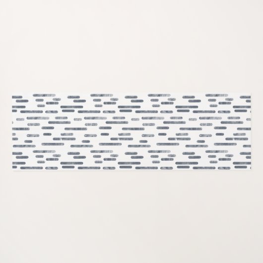 青い灰色と白のインクのような丸い線のパターン ヨガマット (裏面(横))