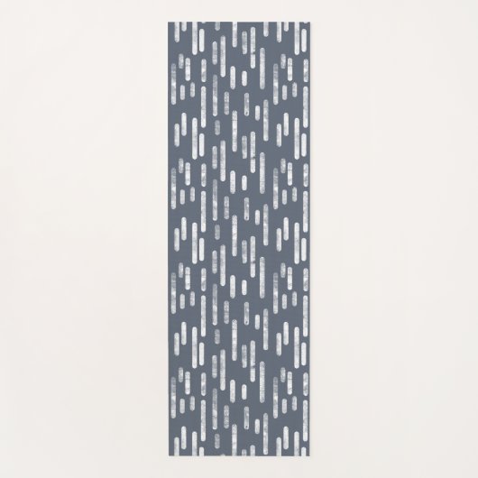 青い灰色と白のインクのような丸い線のパターン ヨガマット (正面)