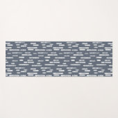 青い灰色と白のインクのような丸い線のパターン ヨガマット (正面(横))