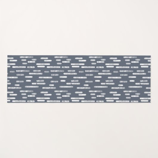 青い灰色と白のインクのような丸い線のパターン ヨガマット (正面(横))