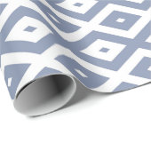 青い灰色と白のダイヤモンドパターン ラッピングペーパー (ロールコーナー)
