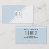 青い灰色と白のモノグラムのジオメトモダンリ 名刺 (正面/裏面)