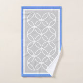 青い灰色と白の幾何学的パターン バスタオルセット (ハンドタオル)