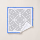 青い灰色と白の幾何学的パターン バスタオルセット (ウォッシュタオル)