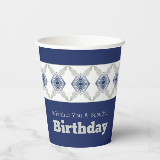 青い灰色と白 紙コップ (裏面)