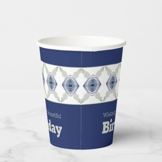 青い灰色と白 紙コップ (右)