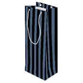 青い灰色と黒のストライプ ワインギフトバッグ (裏面アングル)