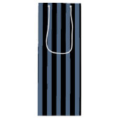 青い灰色と黒のストライプ ワインギフトバッグ (正面)