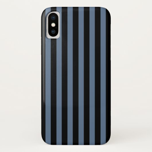 青い灰色と黒のストライプ Case-Mate iPhoneケース (裏面)