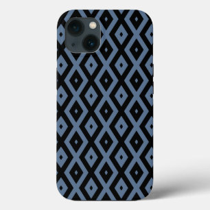青い灰色と黒のダイヤモンドパターンケースメイトiPho iPhone 13ケース