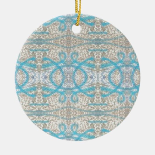 青い灰色のカーリー装飾グラフィティウォールパターン セラミックオーナメント (正面)