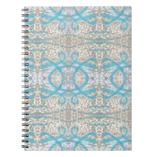 青い灰色のカーリー装飾グラフィティウォールパターン ノートブック (正面)