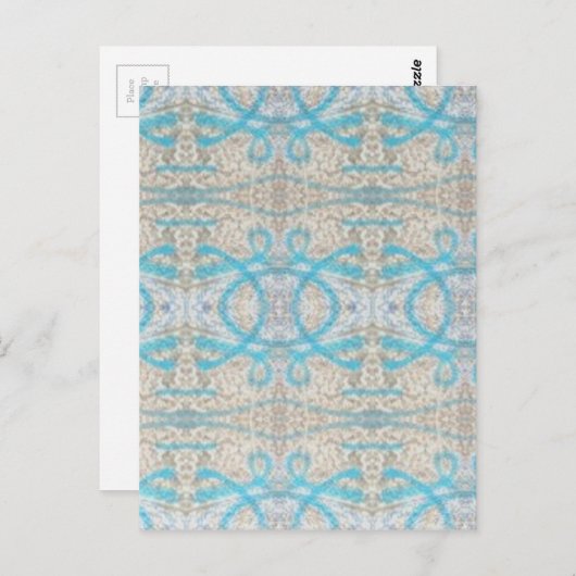 青い灰色のカーリー装飾グラフィティウォールパターン ポストカード (正面/裏面)
