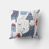 青い灰色のクリスマス要素パターン クッション (裏面)