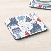 青い灰色のクリスマス要素パターン コースター (左側)