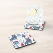 青い灰色のクリスマス要素パターン コースター (右側)