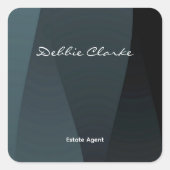 青い灰色のグラデーション波のパターン スクエアシール (正面)