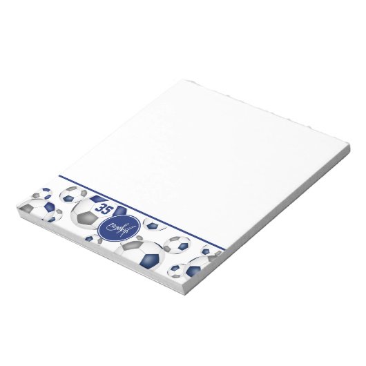 青い灰色のサッカーボールのアクセント ノートパッド (回転)