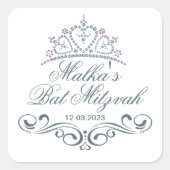 青い灰色のスクロール、ティアラバルミツワーロゴ スクエアシール (正面)