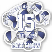 青い灰色のチームカラーバスケット団 シール (正面)